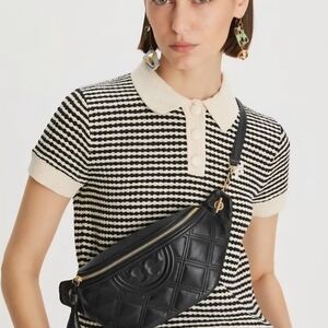 Tory Burch Black Quilted Leather Belt Bag